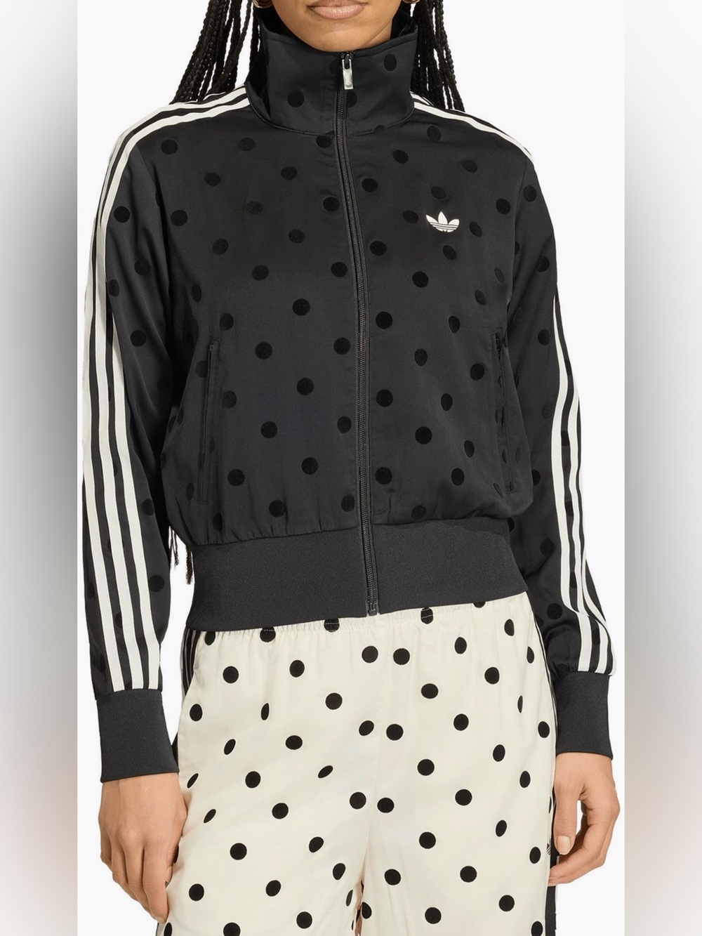 ADIDAS NWT SATIN POLKA DOTS TT TRACK TOP JACKET